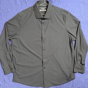Victor Emmanuel The Tech Shirt Mens XL 17.5 34-35 Black Stretch Long Sleeve